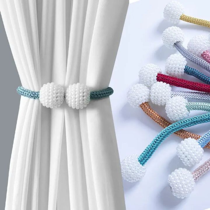 New Magnetic Pearl Parda holder Curtain Clip Curtain Holders Tieback Buckle Clips Hanging Ball Buckle Tie Back Curtain Accessories Home Decor