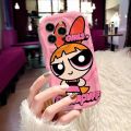 Jizetin for OPPO F11 Back Cover With Cartoon Powerpuff Girls Sunlasses Holder Cream Texture Wavy Edge Soft Silicone Phone Cases. 