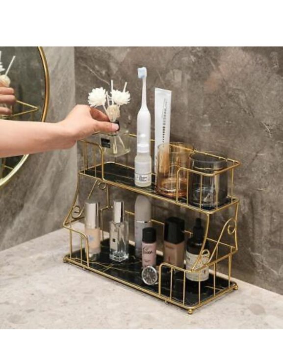 Makeup  Bathroom Vanity Tray, Perfume Soap Towel Holder Skincare Organizer Countertop
