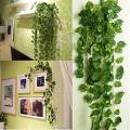 Pack of 12 Artificial Money Plant Leaf Bails 8ft Length Green Hanging Garland for Home, Office, Wedding, and Festival Decoration. 