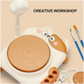 Cute Funny Cat Style DIY Ceramic Machine Craft Art Craft Electric Pottery Set Kids Painting Handmade Art Mini Pottery Wheel  with USB POWERD Toy Kit for girlS. 
