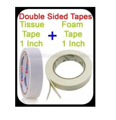 Pack Of 2 - Super Strong Powerful Adhesive Double Sided Tissue Tape And Double Sided Foam Tape