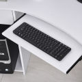 L-Shaped Corner Computer Desk w/ 2 Shelves Worktop Keyboard Tray White. 