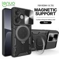 Lenuo For Xiaomi Redmi 13C 5G Back Cover Shockproof Armor Case Car Magnetic Ring Stand Holder Push Pull Camera Lens Protection Hard Phone Case. 