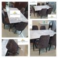 8 seater dining table set/ eight seater dining set/ marble texture uv sheet top/ eight seater dining table with chairs/ 8 chairs with table/. 