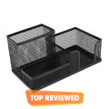 Metal Pen Stand Mesh Style Stationary Holder, Pen Stand, Desk Organizer - Black. 
