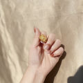 Ancient Fasha Golden Lotus Necklace Earrings Ring Set Versatile Court Chinese Wind Hand Jewelry Yiwu Accessories Wholesale. 
