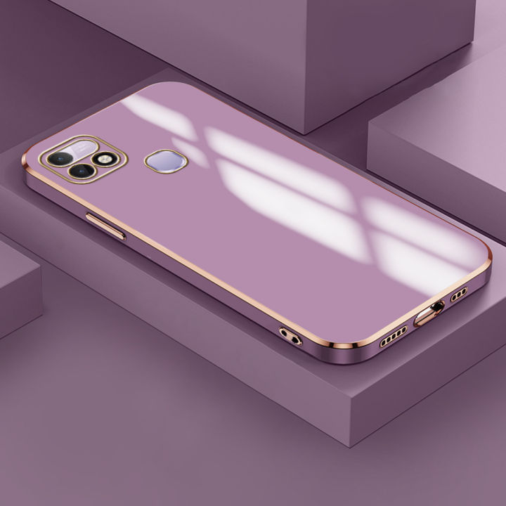 For Infinix Hot 10i Back Cover Fashion Shiny Plating Square Bumper Camera Protection Case Soft Silicone Shockproof Protective Mobile Phone Cases