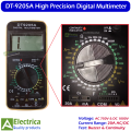 Digital DT-9205A Multimeter 1000V DC 750V AC 20A AC/DC Current 20MΩ Resistance with Buzzer & Continuity Test by Electrica. 