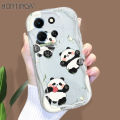 Hontinga for Infinix Note 30 4G 5G Back Cover Cute Panda Cream Texture Phone Case Wavy Edge Soft Silicone Cover. 