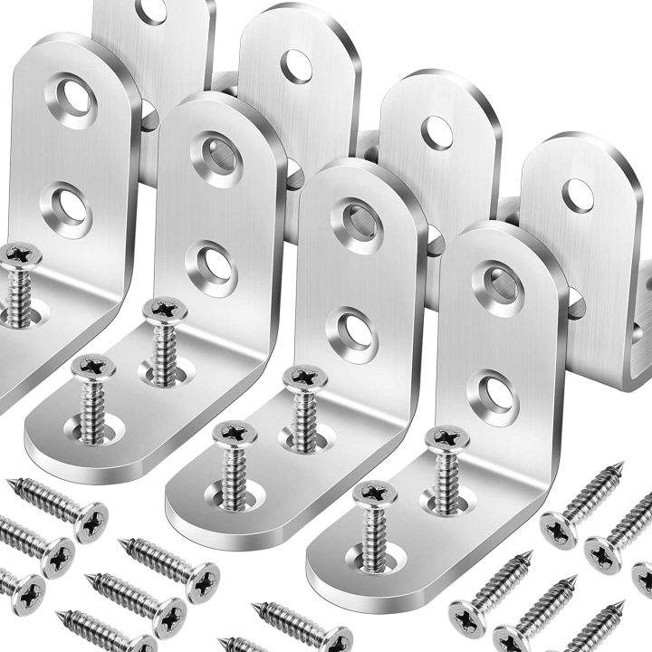 10 Pcs Stainless Steel Corner Braces Brackets Right Angle L shape shelf support arm with Screws.3 Sizes Available(25mm, 40mm, 50mm)