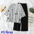 Women'S Oversized Printed T-Shirts And Flapper Trousers-Fabric Jersey Cotton - Relax In Style And Comfort. 
