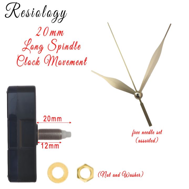 20MM Long Shaft Clock Movement Mechanism with Hands, DIY Repair Quartz Wall Clock Movement