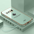 COROGI for Samsung Galaxy Note 8 Back Cover Luxury 6D Plating Maple Leaf Side Pattern Soft Silicone Square Mobile Phone Case. 
