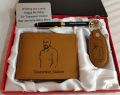 Customize Name & Picture Wallet Set with Pen, Key Chain & Message Plate. 