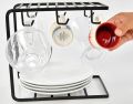 Metal Mug Tree Holder Stand for Counter-Rustic Coffee Cup Holder for Counter-6 Mug Rack Organizer for Kitchen Cabinet-Mug and Plate Holder-Black. 