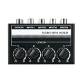 4 Channel Stereo Audio Mixer Support RCA Input and Output Mini. 