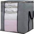 Large Foldable Storage Bag Organizer Clothes Storage Container for Blanket Comforter Clothing Bedding with Durable Handles, Grey. 