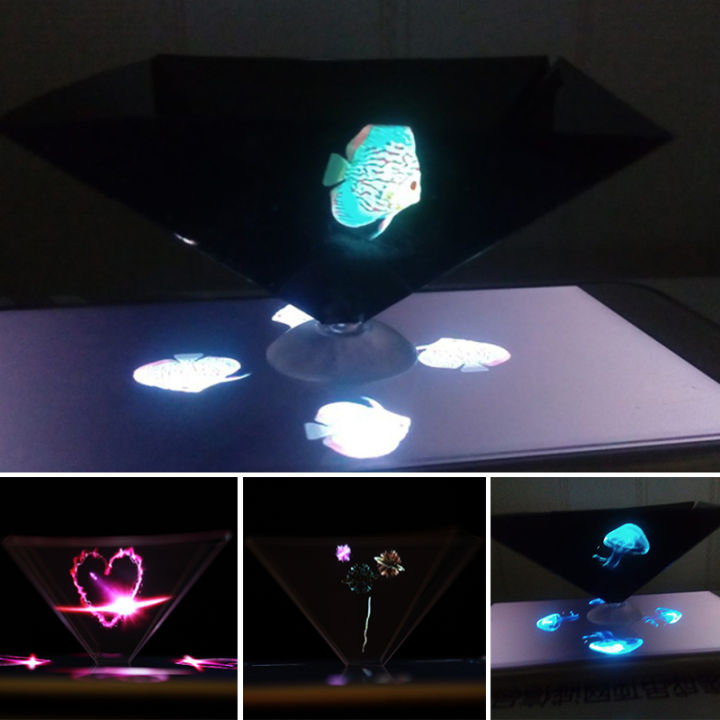 1pc Mini 3D Hologram Pyramid Display Projector Durable Video Stand Universal