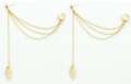 Pair Of Ear Cuff Long Chain Leaf Tassel Stylish Earrings For Girls - Golden. 