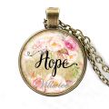 Faith Dream Love Hope Vintage Believe Art Letter Printed Glass Cabochon Pendant Necklace For Women Men Quote S. 