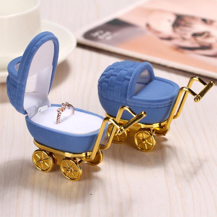 Baby Stroller Style Velvet Ring Box 1 Piece lovely Baby carriage Velvet Jewelry Box Wedding Ring Box Gift Box Holder Case for Earrings Necklaces Bracelets Display Cute Velvet Jewelry Box, Baby Carriage Wedding Ring Box Gift Box, Necklace Ring Box Earring
