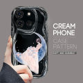 YYDS for Infinix Smart 7 Tecno Spark Go 2023 Pop 7 Pro Back Cover Moon Girl Case Cream Texture Wavy Edge Soft Silicone Mobile Cover. 