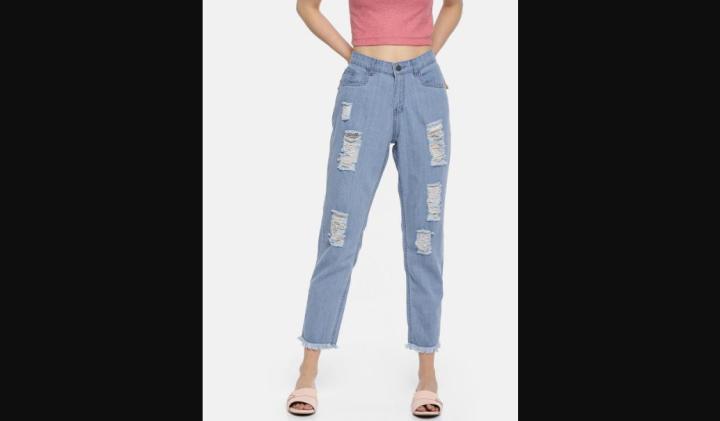 Boyfriend Fit Mid Rise Highly Distressed Jeans 3
