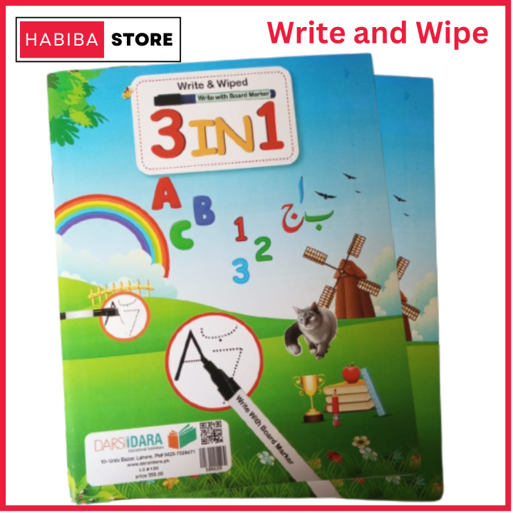 3 in 1 Whiteboard Notebook Write and Wipe Book for Kids Reusable Tracing & Writing Activity Workbook for Kids
