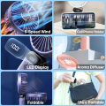 USB Handheld Mini Fan Foldable Portable Neck Hanging Fans 5 Speed Rechargeable Fan with Phone Stand and Display Screen. 