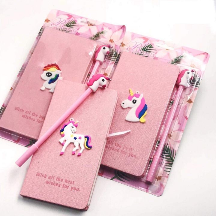 unicorn notebook diary with gel pen for girls birthday party return