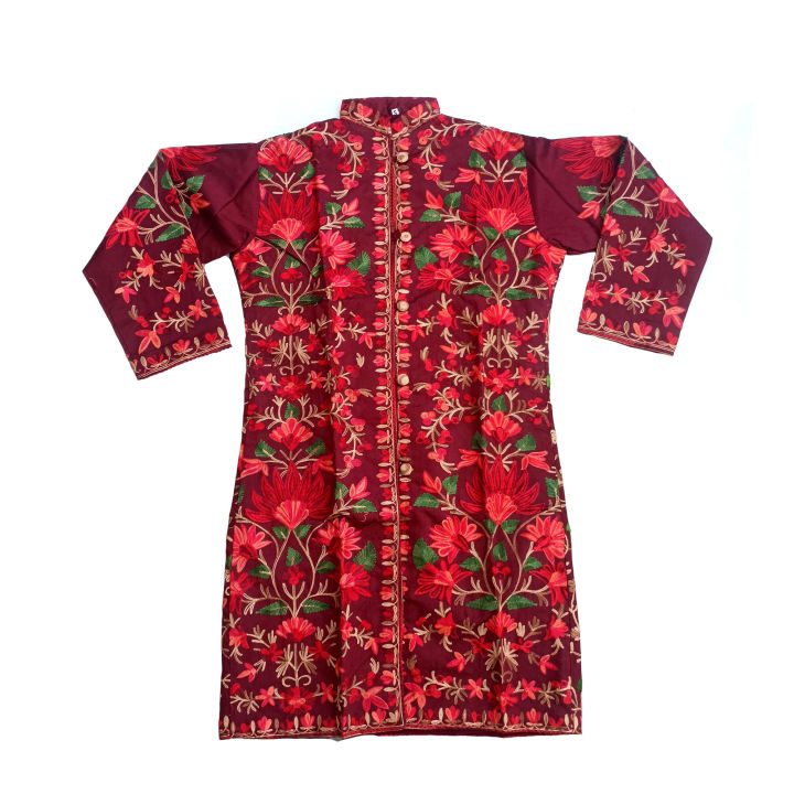 Kashmiri Traditional Wear Blazer Coat with Full Sleeves Embroidered for Adult Girls & Womens by Zenz Handicrafts