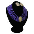 Purple Jewelry Set with Center Golden Stone For Women - Purple. 