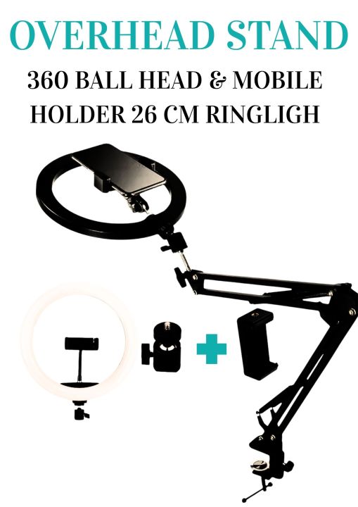 Overhead Tripod  Arm Stand with Mobile Holder for Sketching Drawing Overhead Videos High Qulaity Metal Tripod Scissor Arm Stand for Vlogs Live Youtube Facebook Tiktok