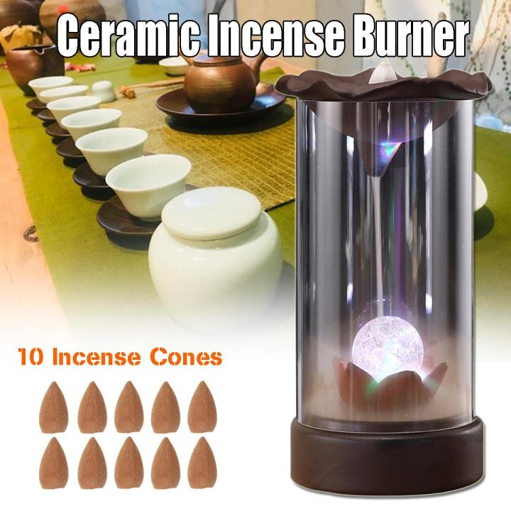 Favorite Porcelain Backflow Ceramic Cone Incense Burner Holder Buddhist Cones