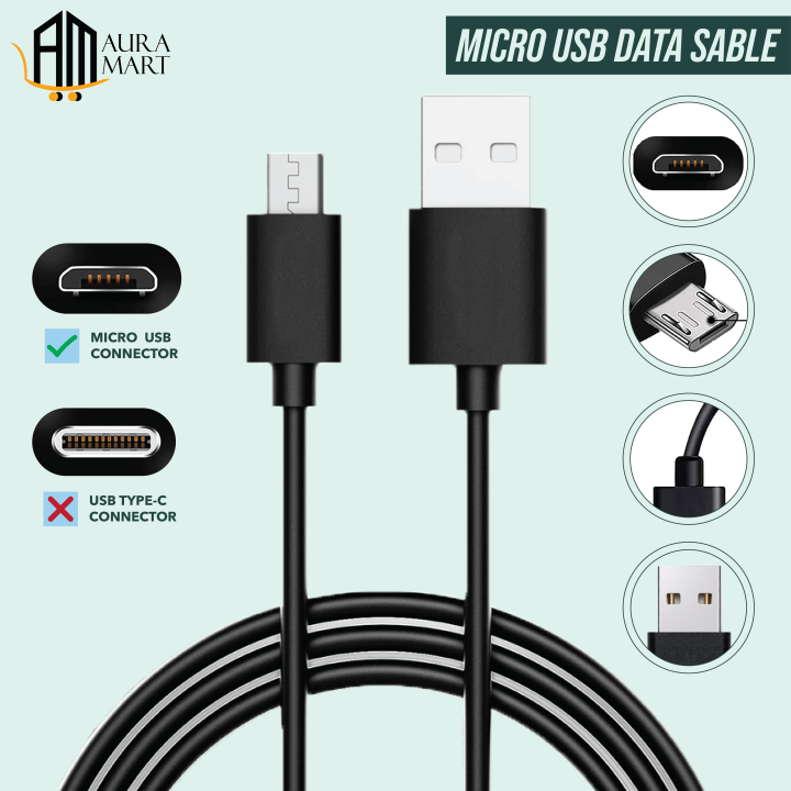 Micro USB Data Cable, USB Fast Charging Cable, 1M Micro USB High Speed Data Transfer Fast Charging Cable for Android Devices by Aura Mart