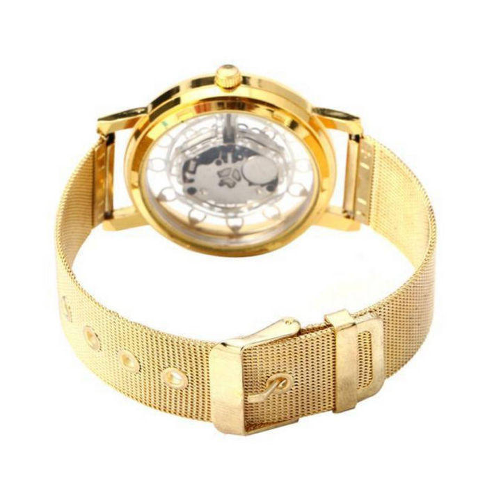 Woman Ladies Phoenix Automatic Mechanical Hollow-out Stainless Steel Wrist Watch