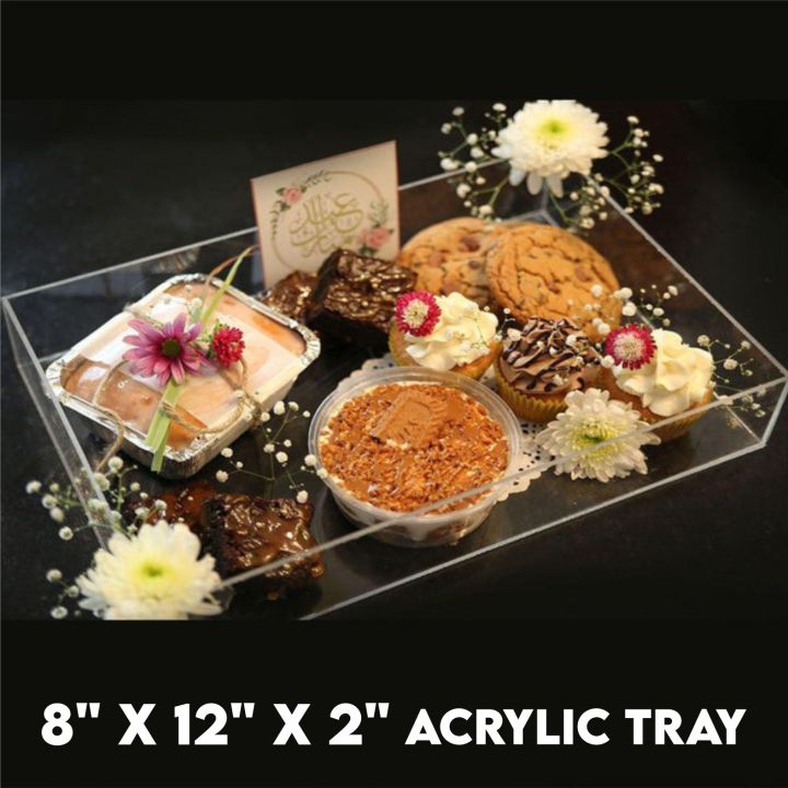 Acrylic Tray with Handles-Countertop Organizer Tray for Kitchen,Bathroom,Office- Storage Box for Cosmetics, Jewelry,Toiletries,Toy,gadgets