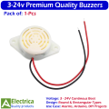 Multi-Voltage 3V, 5V & 12V Buzzers – Rectangular & Round Piezo Types for Arduino, Alarms, Toys & Circuits by Electrica. 