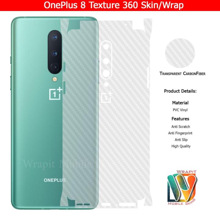 ONEPLUS 8 SKIN / WRAP 360 PROTECTION CARBON FIBER/ MATTE/ TRANSPARENT/ LEATHER BACK AND SIDES INCLUDED CAMERA SKIN