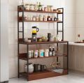 40'' Wood Standard Baker's Rack with Wooden Shelves iron Frame Luxury Table Microwave oven Stand Table. 