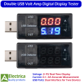 Double USB Volt Amp Meter Detector Tester 3–9V 0.1–3A Portable USB Charger Tester with Digital Display by Electrica. 