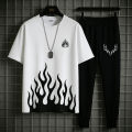 New trendy fired printed black & white premium quality tracksuit for men and boys. 