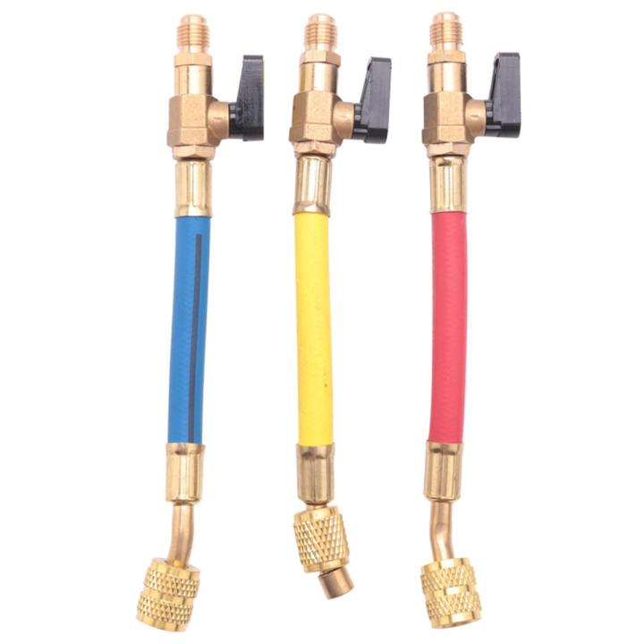 3Pcs R134A R410A R22 R12 800 Psi Manifold Gauge Set A/C Refrigeration Charg Hose High Pressure Hvac Refrigerant Charg Hoses Set With Ball Valve