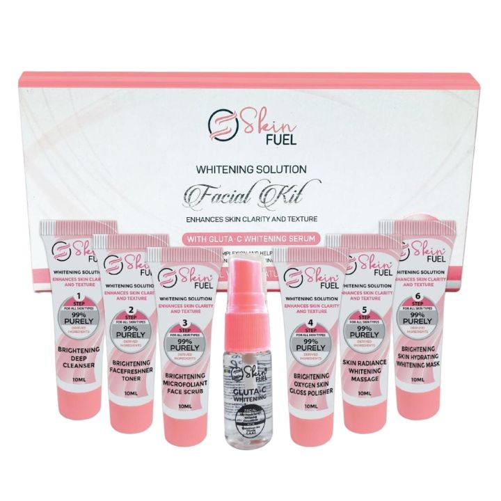 Skin Fuel Whitening Solution Facial Kit (Imported) - Cleanser,Toner,Scrub,Serum,Polish,Massage,Mask