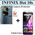 Infinix Hot 10s Glass Protector Polish Screen Tempered + Back Rear Camera Protector 9H Gorilla Flexible Protection For Infinix Hot 10s. 