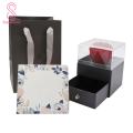 Preserved Rose Flower Design Ring Necklace Display Holder Jewelry Storage Box. 