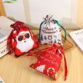 Reusable Gift Bags Lightweight Santa Design Fabric Drawstring Bag 30x20cm Christmas-Themed Party Favor Pouch for Christmas. 