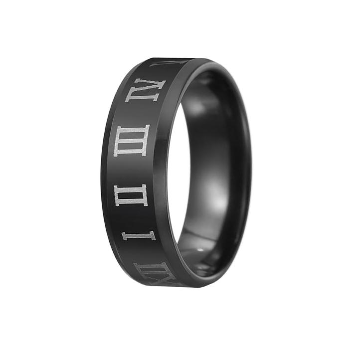 Finger Ring Luxury Jewelry Gift Stainless Steel Roman Number Print Men Band for Prom