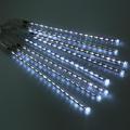 Meteor Shower Lights Outdoor, 11.8 Inch 8 Tubes 192 LED Snowfall Lights, Waterproof Meteor home decor Lights, Hanging Falling Rain Lights for Tree Bushes Holiday Party  Decoration, Blue. 